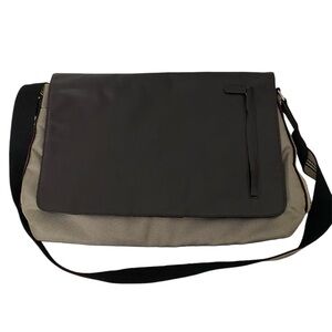 NWOT FRANKLIN COVEY Nappa Leather Canvas Laptop Messenger Bag